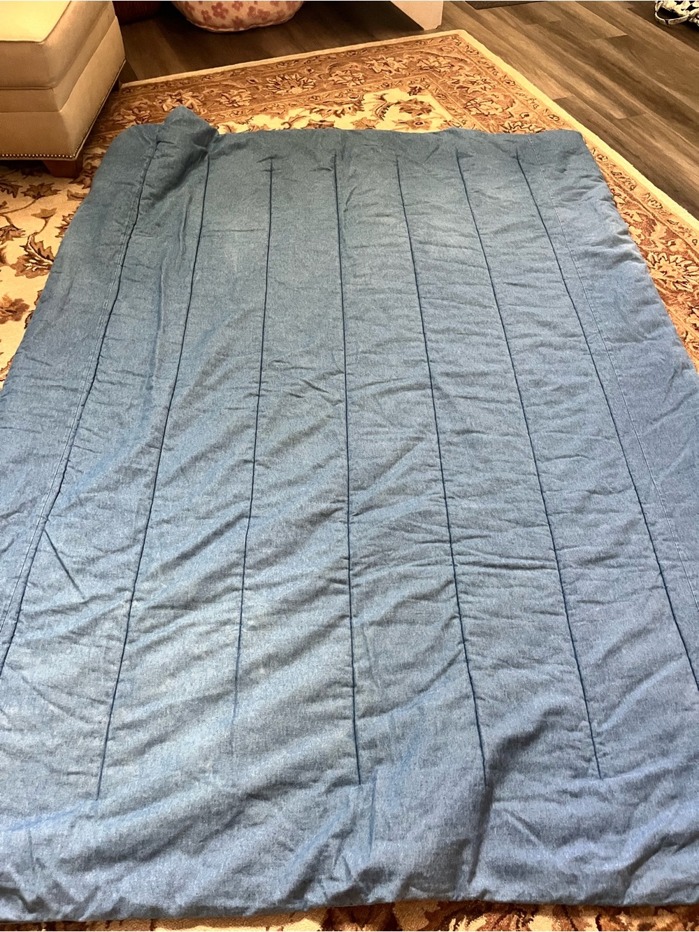 Ralph Lauren Vintage 1990s Flag Tag Blue Denim twin Quilted Comforter